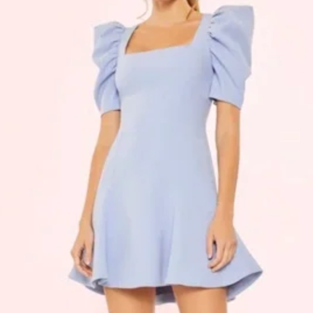 Likely Light Blue Scooped Alia Puff Sleeve Dress Size 0 NWT